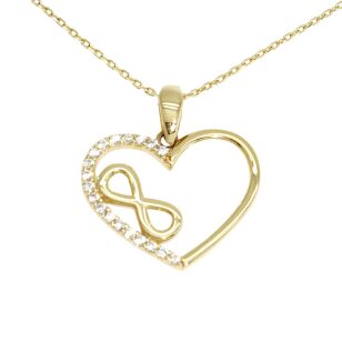 Gold heart pendant with infinity symbol
