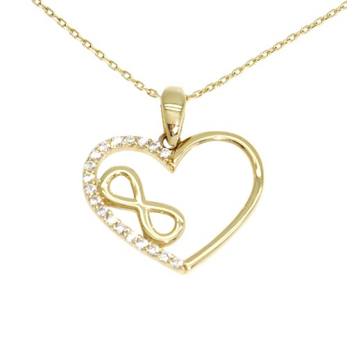Gold heart pendant with infinity symbol