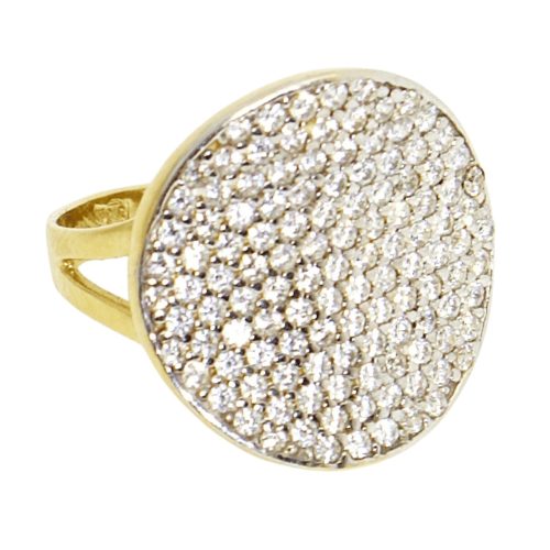 Gold cocktail ring with sparkling zirconia stones