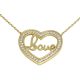 LOVE heart pendant gold necklace with zirconia stones