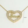 LOVE heart pendant gold necklace with zirconia stones