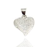 Silver heart pendant with sparkling zirconia stones