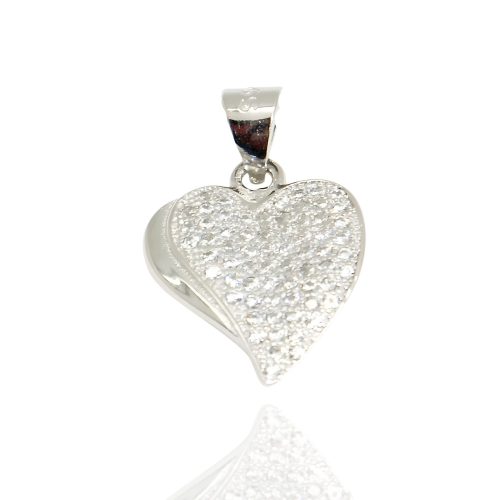 Silver heart pendant with sparkling zirconia stones
