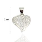 Silver heart pendant with sparkling zirconia stones