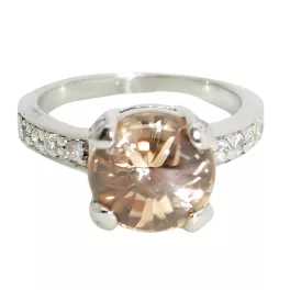 Silver ring with peach-colored stone
