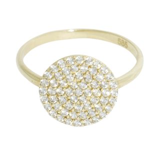 Gold ring with sparkling zirconia stones