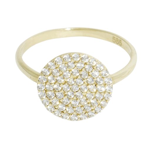Gold ring with sparkling zirconia stones