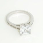 Silver engagement ring with large zirconia stone