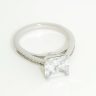 Silver engagement ring with large zirconia stone