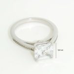 Silver engagement ring with large zirconia stone