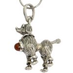 Antique silver dog pendant with amber