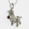 Antique silver dog pendant with amber