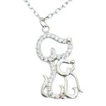 Small Dog Big Dog Silver Pendant Necklace