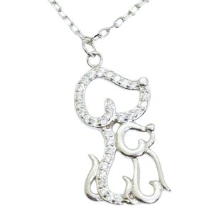 Small Dog Big Dog Silver Pendant Necklace
