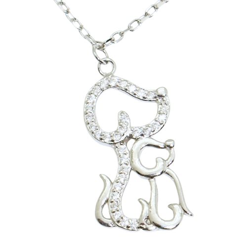 Small Dog Big Dog Silver Pendant Necklace