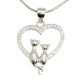 Little Cat Big Cat Silver Heart Pendant