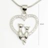 Little Cat Big Cat Silver Heart Pendant