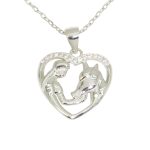 Horse and Rider Silver Heart Pendant with Zirconia