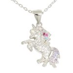 Rainbow Unicorn Silver Pendant