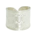 Silver band ring / Wide band with sunrise pattern, smaller size