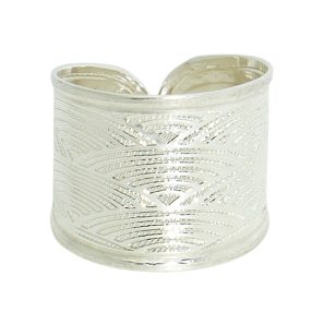   Silver band ring / Wide band with sunrise pattern, smaller size