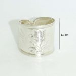 Silver band ring / Wide band with tulip pattern, smaller size