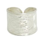 Silver band ring / Wide band with sun motif, smaller size