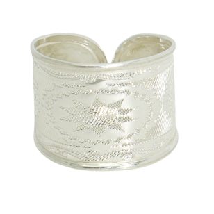 Silver band ring / Wide band with sun motif, smaller size