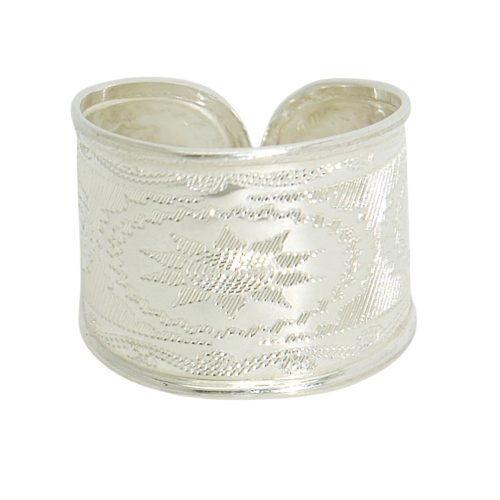 Silver band ring / Wide band with sun motif, smaller size