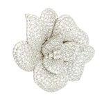 Silver ring with diamond flower