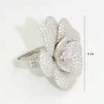 Silver ring with diamond flower