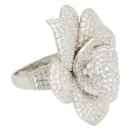 Silver ring with diamond flower