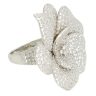 Silver ring with diamond flower