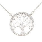 Silver tree of life circle necklace