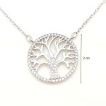 Silver tree of life circle necklace