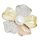 Gold-plated silver brooch with white freshwater pearl