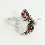 Silver drop ring with colorful zirconia stones