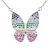 Silver necklace with colorful butterfly