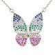 Silver necklace with colorful butterfly