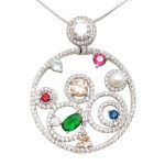 Silver pendant with colored zirconia stones