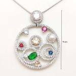 Silver pendant with colored zirconia stones