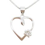 Silver heart pendant with animal motif