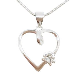 Silver heart pendant with animal motif