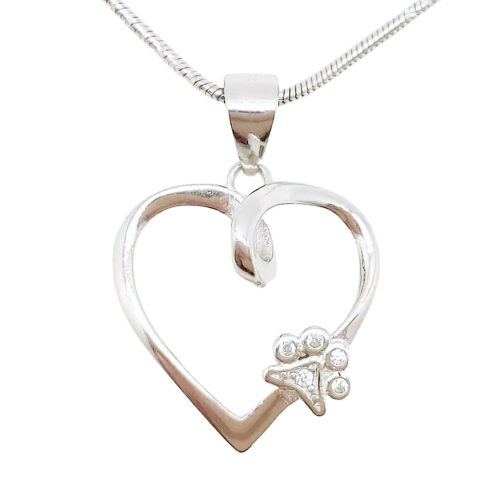 Silver heart pendant with animal motif