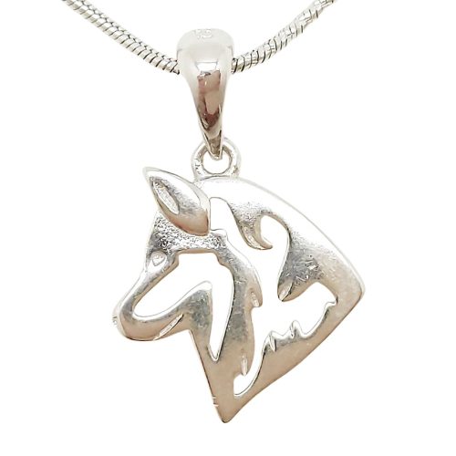 Silver dog pendant with a Husky head