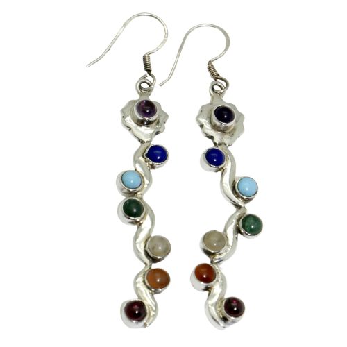 Silver chakra drop / dangle earrings