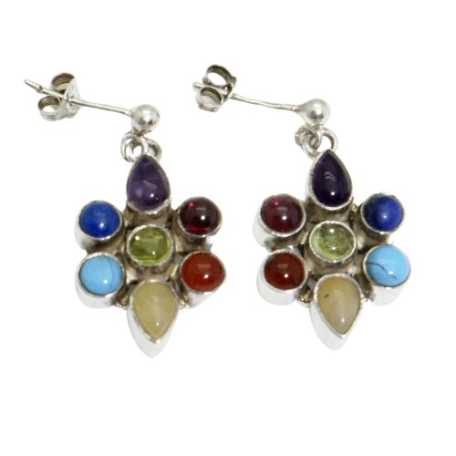 Mineral silver chakra earrings
