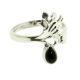 Silver adjustable ring with black onyx and wood pattern