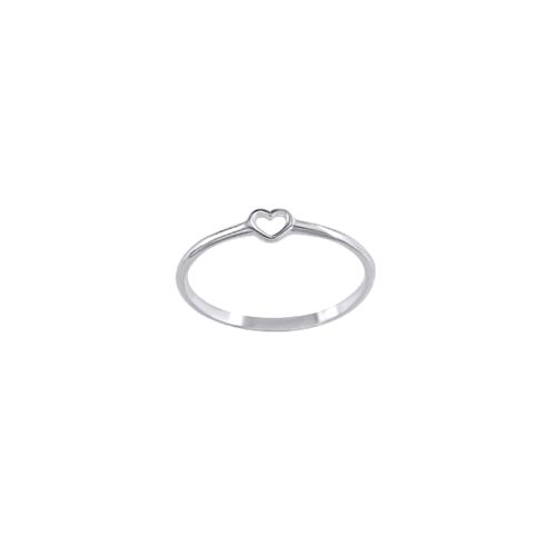 Minimalist thin silver heart ring