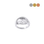 Snail pattern hammered style white gold ring